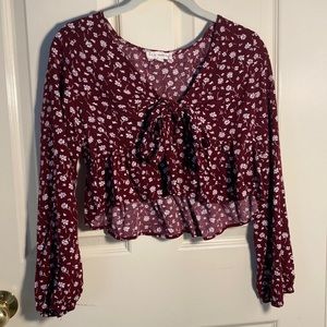 Floral PacSun crop top wrap baby doll size medium